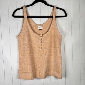 Universal Thread Tan Cotton Blend Knit Tank Top Sleeveless Blouse Lagenlook M